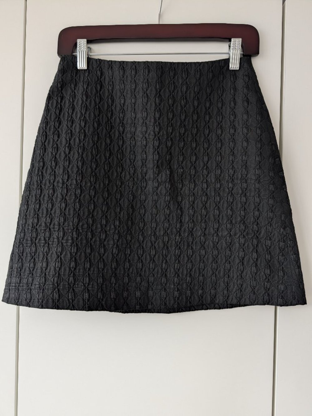 Theory Black Textured Jacquard A-Line Mini Skirt Size 0